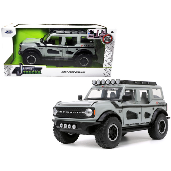Jada Gray 2021 Ford Bronco 1/24 Diecast SUV w/ Roof Rack