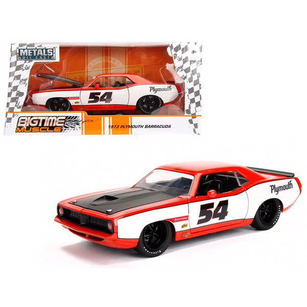 Jada 1973 Plymouth Barracuda 1/24 Diecast - Orange/White/Black