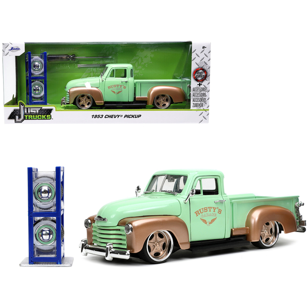Jada 1953 Chevy 3100 Pickup Truck 1/24 Diecast - Light Green/Gold