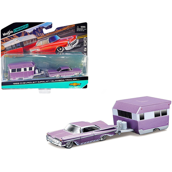 Maisto 1959 Impala & Trailer: Purple Metallic 1/64 'Tow & Go' Set