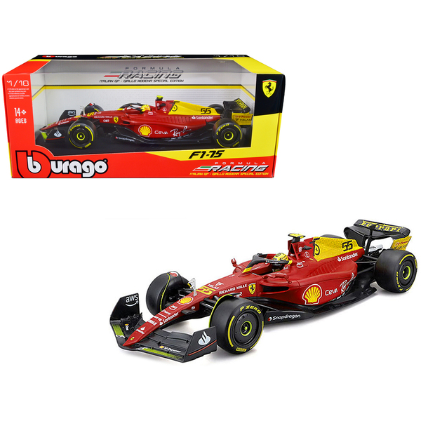 Bburago 1/18 Ferrari F1-75 #55 Sainz - Italian GP - Giallo Modena