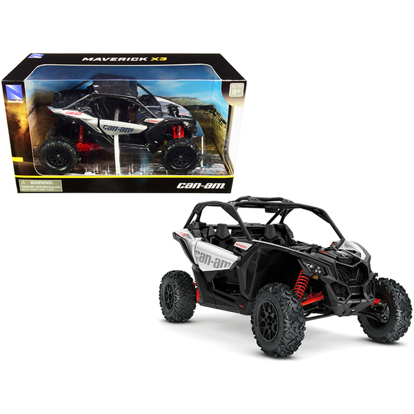New Ray CAN-AM Maverick X3 ATV - Hyper Silver & Red 1/18 Scale