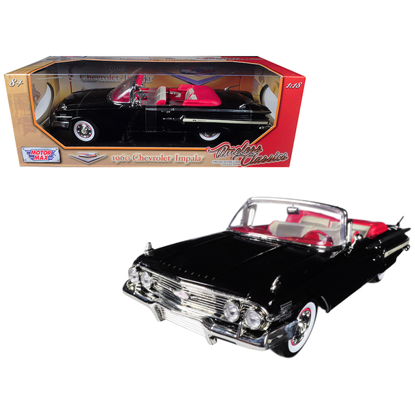 Motormax 1960 Chevrolet Impala Convertible, Black, 1:18 Scale