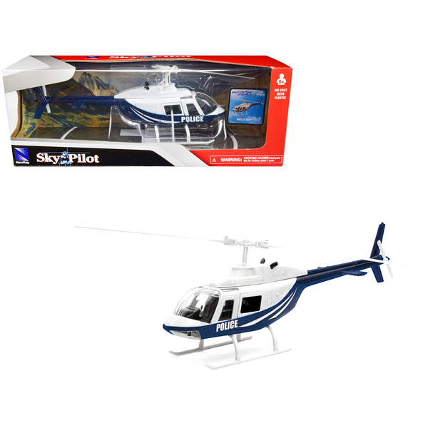 New Ray Bell 206 Police Helicopter 10.25" Dark Blue & White