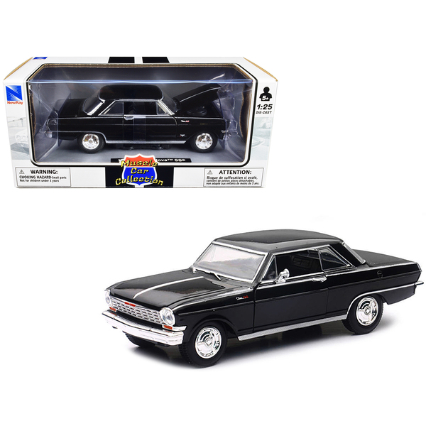 New Ray 1964 Chevrolet Nova SS Black 1/25 Diecast (7.25 In)