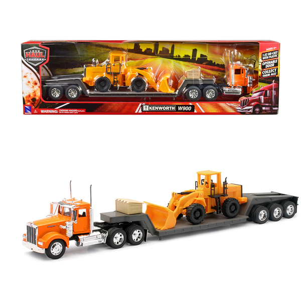 New Ray Kenworth W900 Lowboy w/ Wheel Loader: Heavy Haul Power!