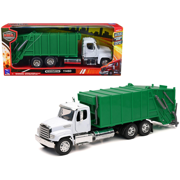 New Ray Freightliner 114SD Garbage Truck 1/32 Scale Diecast White/Green