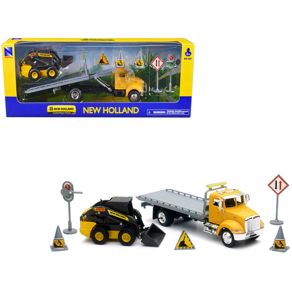 New Ray Peterbilt Roll-Off Truck & New Holland Skid Steer 1/43