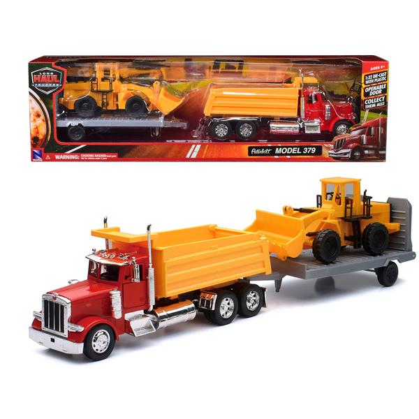 New Ray Peterbilt 379 Dump Truck & Wheel Loader Set
