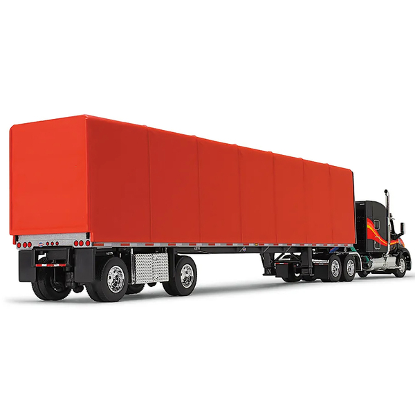 First Gear Peterbilt 579 & Utility Trailer - Black & Red