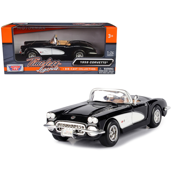 MotorMax 1/24 1959 Chevrolet Corvette Black Diecast Model
