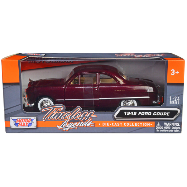 Motormax 1949 Ford Coupe Burgundy 1:24 Scale Diecast Model