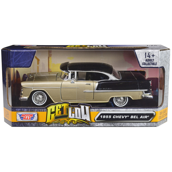 Motormax 1955 Chevy Bel Air Lowrider Beige/Black 1/24