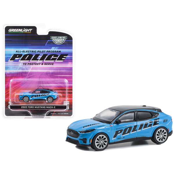 Greenlight 1/64 Mustang Mach-E Police Car - Blue/Black