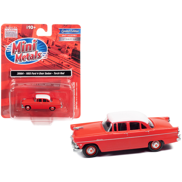 Classic Metal Works 1955 Ford Sedan - Torch Red/White - HO Scale