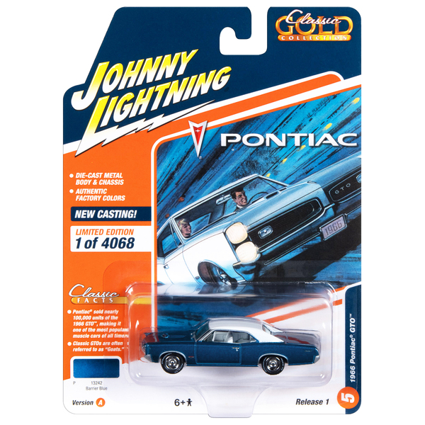 Johnny Lightning 1966 Pontiac GTO Blue/White 1/64
