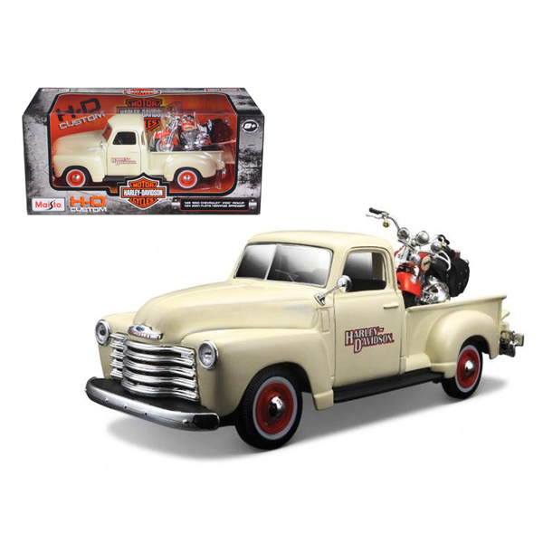 Maisto 1950 Chevy Pickup & Harley Springer Diecast Set