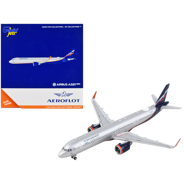 GeminiJets Aeroflot A321neo 1/400 Diecast - Silver/Dark Blue