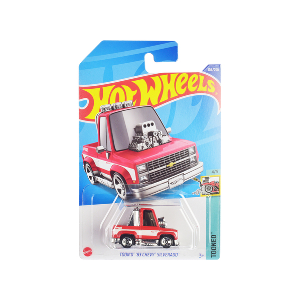 Hot Wheels 'Toon'd' 1983 Chevy Silverado Pickup Truck - Red/White