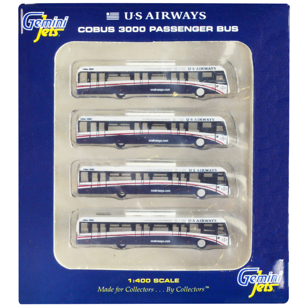 Geminijets US Airways Shuttle Bus 4-Piece Set - 1.375" Long