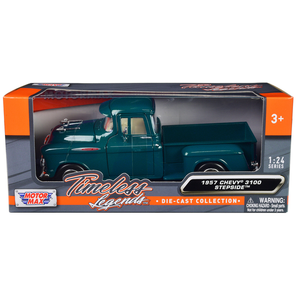 Motormax 1957 Chevy Stepside Pickup - Teal, 1/24 Scale