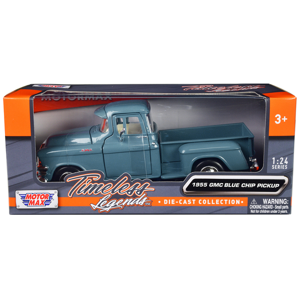Motormax 1955 GMC Blue Chip Pickup - Light Blue, 1/24 Scale