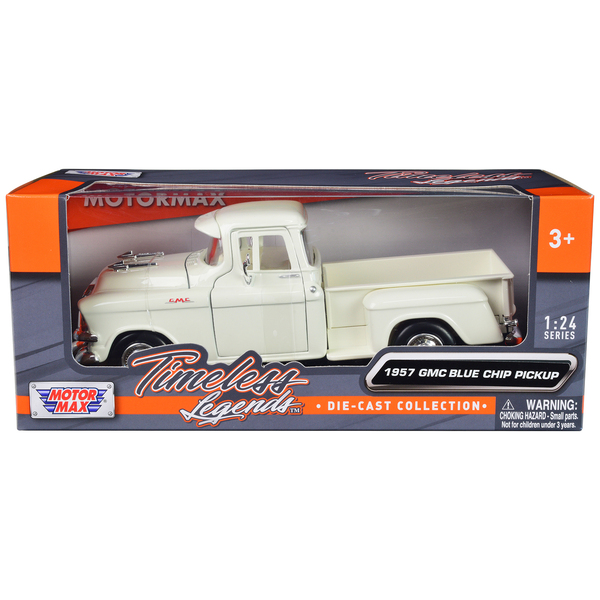 Motormax 1957 GMC Blue Chip Pickup: Classic White 1/24 Diecast