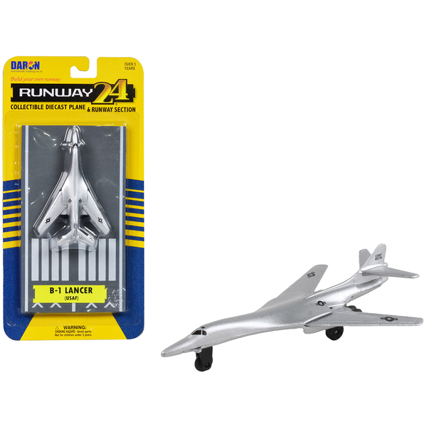 Runway24 4.375" B-1 Lancer USAF Silver Diecast w/Runway