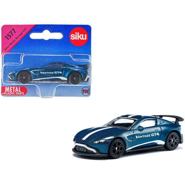 Siku Aston Martin Vantage GT4 - Blue/White Stripes 3-Inch