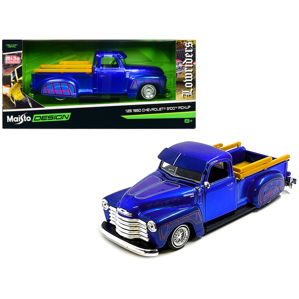 Maisto 1950 Chevy 3100 Pickup Lowrider Candy Blue 1/25