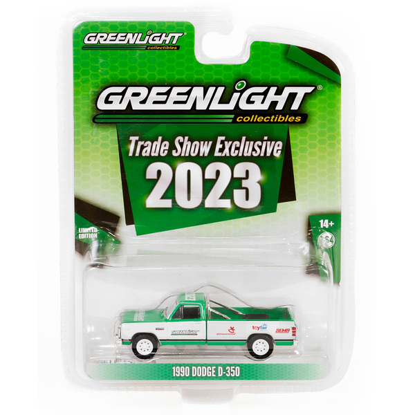Greenlight 1990 Dodge D-350 Pickup Truck Green White 1/64