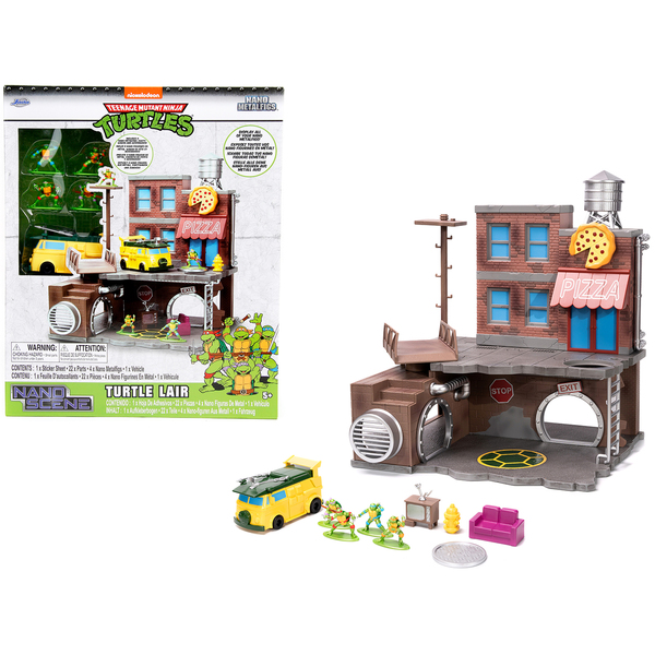 Jada TMNT Turtle Lair Diorama with Party Wagon & Figures