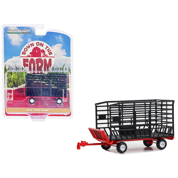 Greenlight Bale Throw Wagon, Black/Red, 1/64 Scale