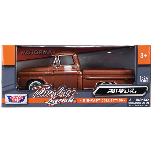 Motormax 1958 GMC 100 Wideside Pickup Brown Metallic 1/24 Scale