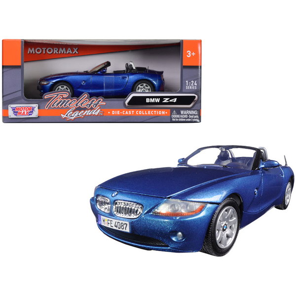 Motormax BMW Z4 Convertible 1/24 Scale Model Car - Blue Metallic