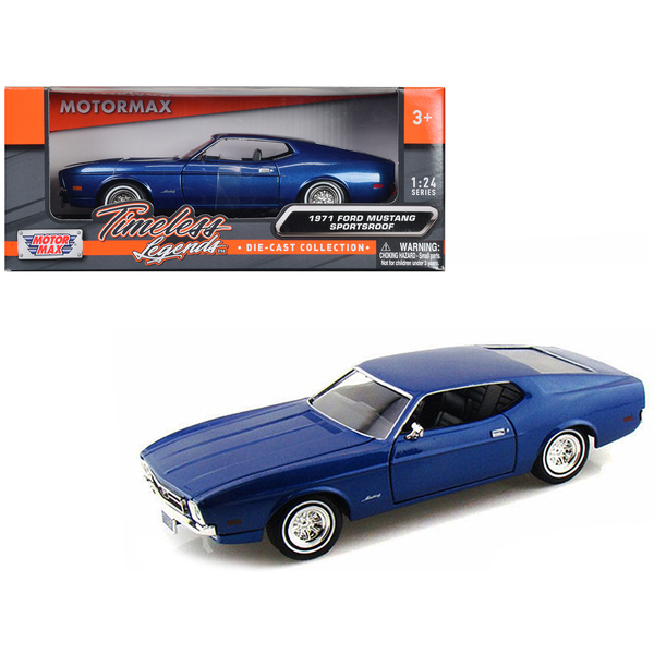 Motormax 1971 Ford Mustang Sportsroof 1/24 Scale Model Car - Blue