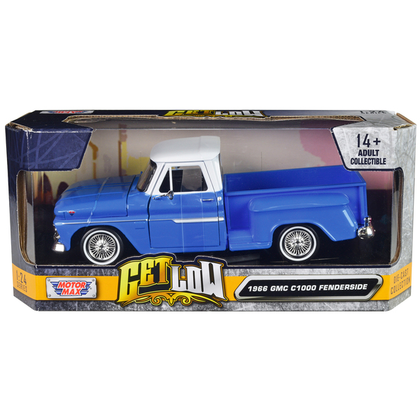 Motormax 1966 GMC C1000 Lowrider Pickup - Blue/White 1/24