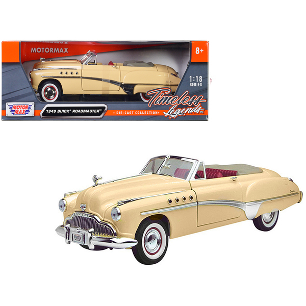 Motormax 1949 Buick Roadmaster Cream/Red 1:18 Diecast Model (10.5" L)