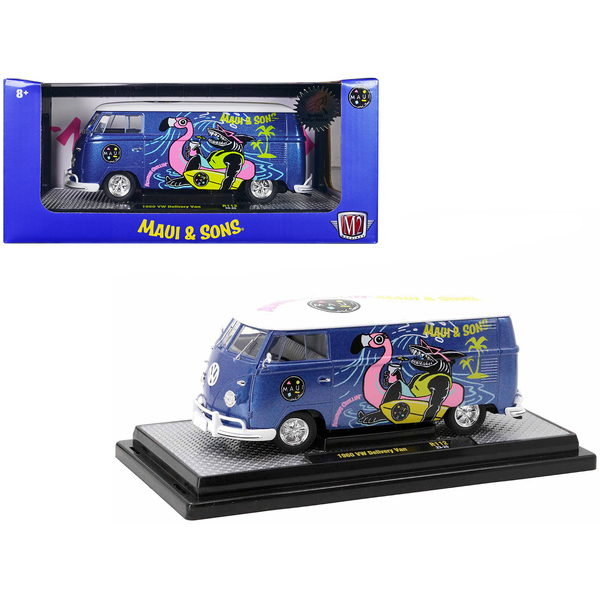M2 Machines 1960 VW Delivery Van Blue/White 1/24 Diecast