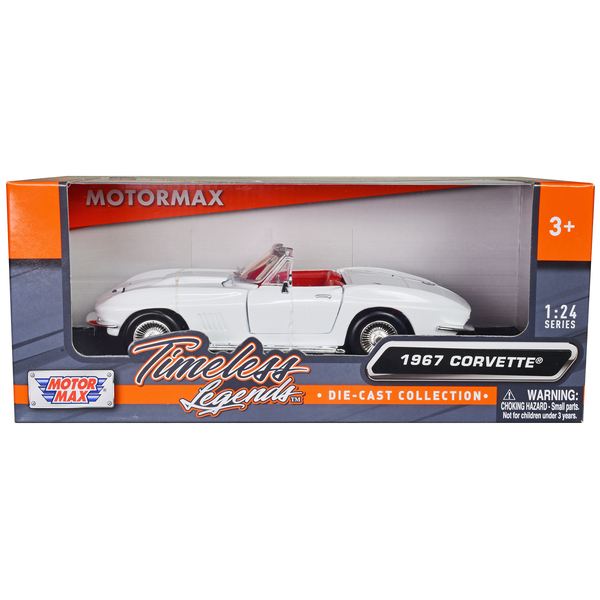 MotorMax 1967 Chevy Corvette C2 Convertible Diecast - White/Red