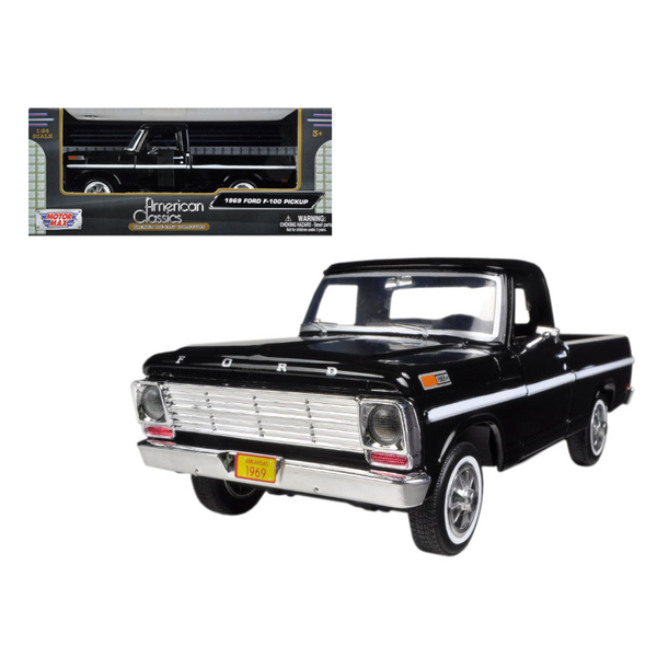Motormax 1969 Ford F-100 Pickup Truck Black 1/24 Diecast