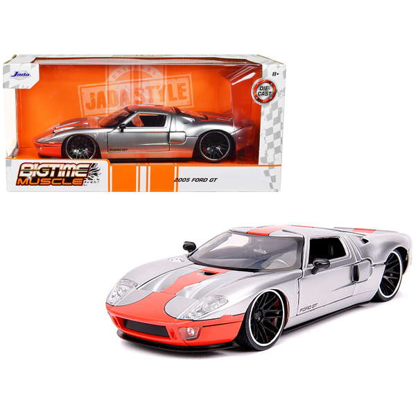 Jada 1/24 2005 Ford GT - Silver/Orange Stripe