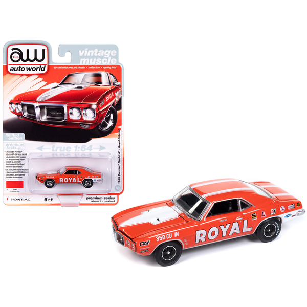 Autoworld 1969 Pontiac Firebird Royal Bobcat - Carousel Red, 1:64