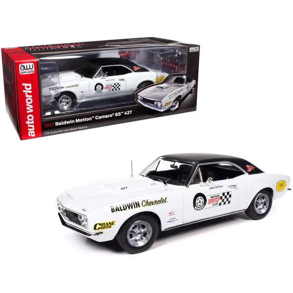 Autoworld 1967 Chevy Camaro SS Baldwin Motion - White/Black, 1:18