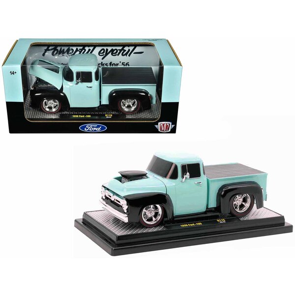 M2 Machines 1956 Ford F-100 Pickup (Light Blue/Black) 1/24 Scale