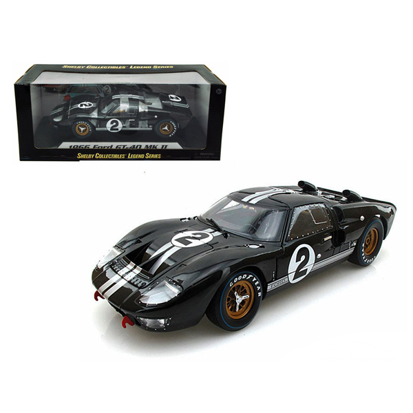 Shelby Collectibles 1966 Ford GT-40 MK II #2 Black 1:18 Scale