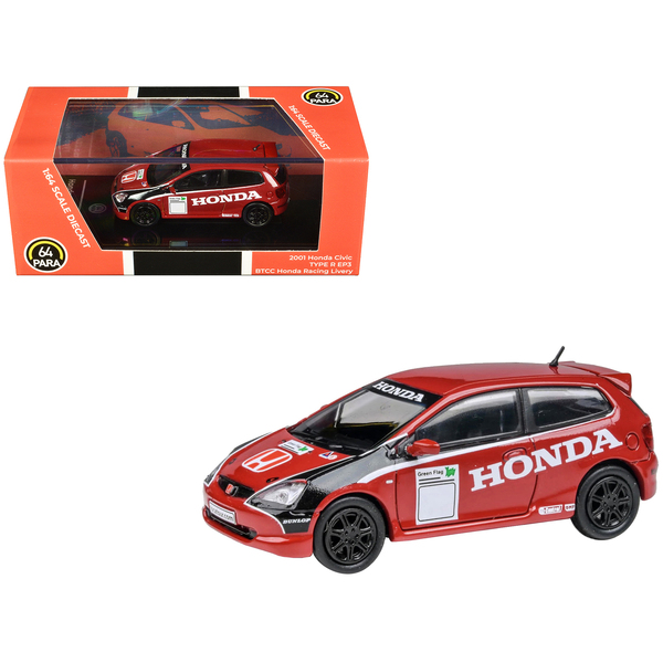 Paragon 1/64 Honda Civic Type R EP3 "BTCC Honda Racing" Red