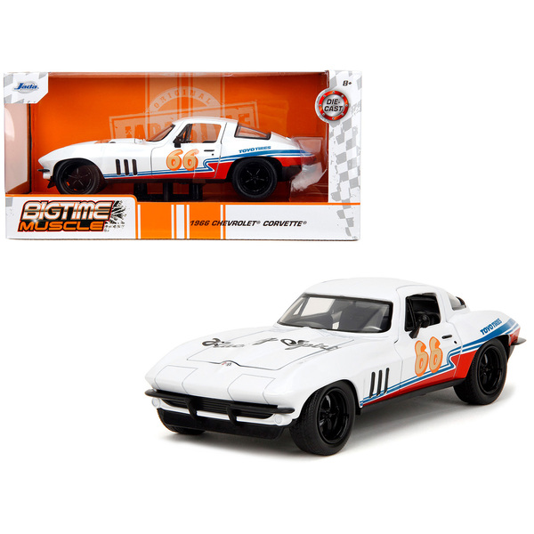 Jada 1966 Corvette "Racing Spirit" White 1/24 Diecast Model