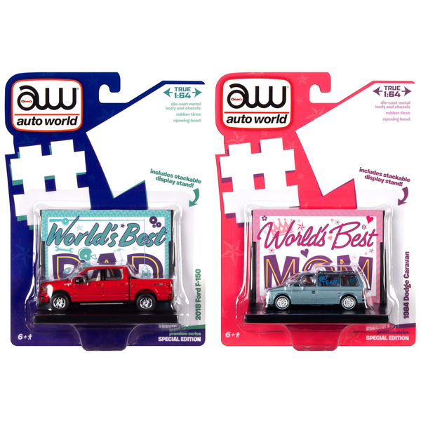 Auto World Mom & Dad F-150 & Caravan Diecast Set (1/64)