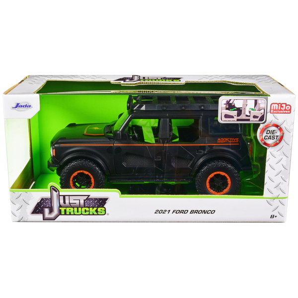 Jada 2021 Ford Bronco 1/24 Matt Black & Orange Roof Rack